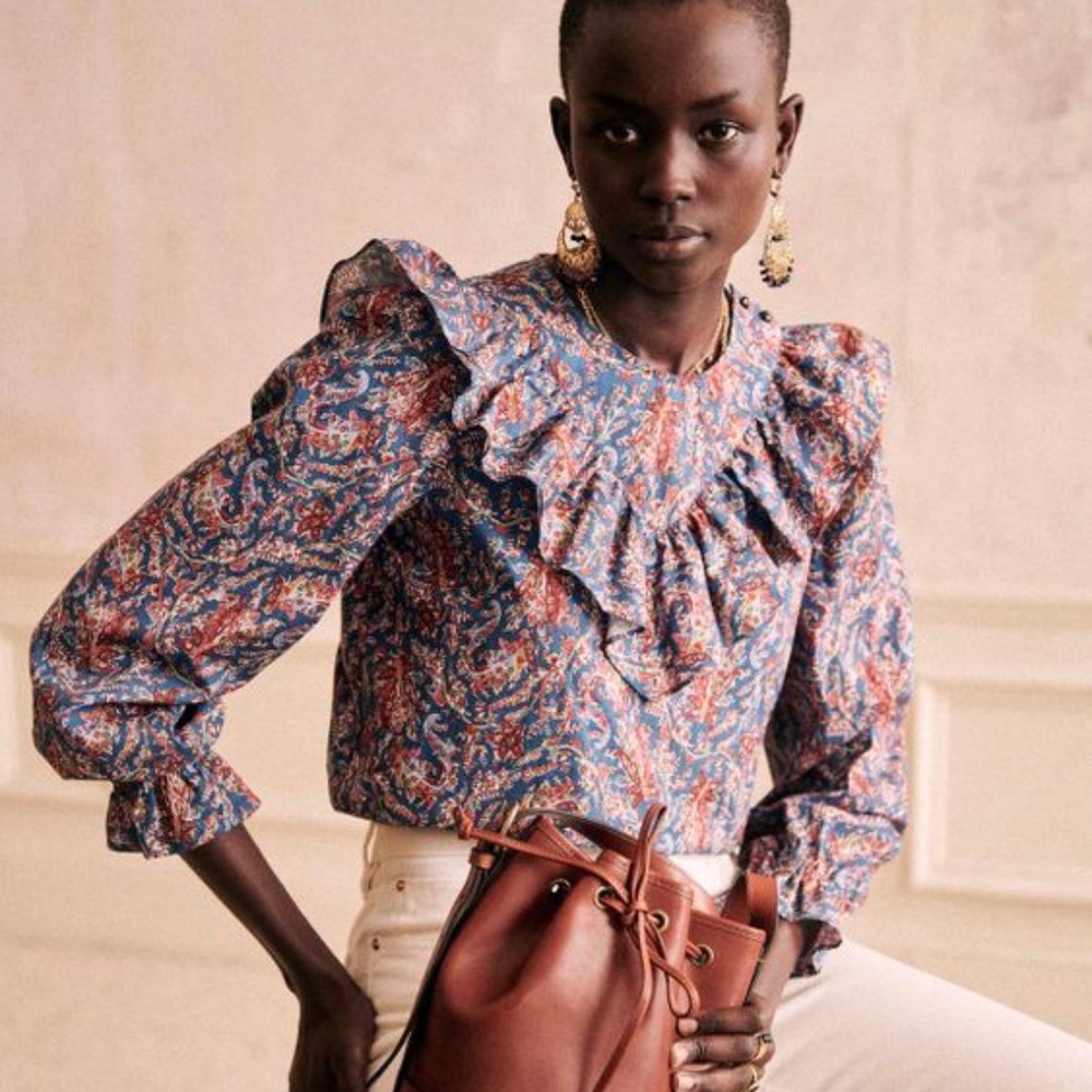 Chemise West top in Ranch Marine - Sezane